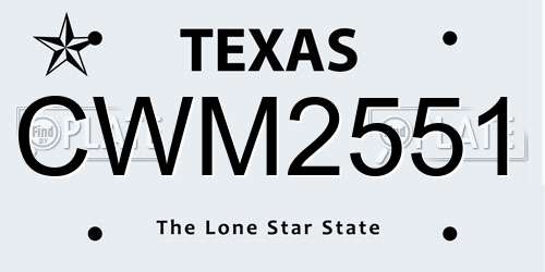 CWM2551 Texas License Plate