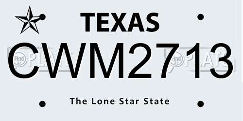 CWM2713 Texas License Plate