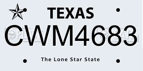CWM4683 Texas License Plate