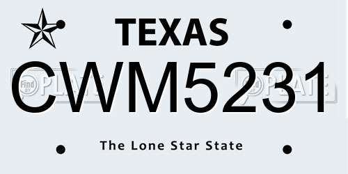CWM5231 Texas License Plate