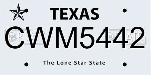 CWM5442 Texas License Plate