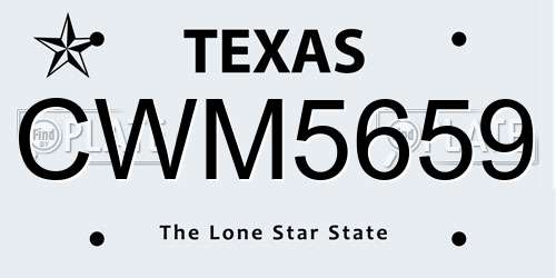 CWM5659 Texas License Plate
