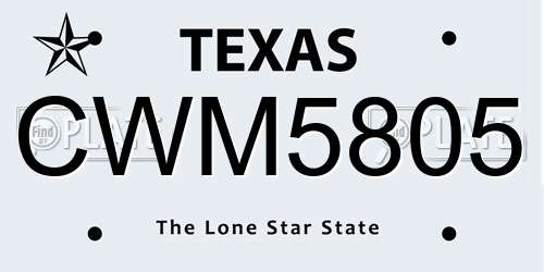 CWM5805 Texas License Plate