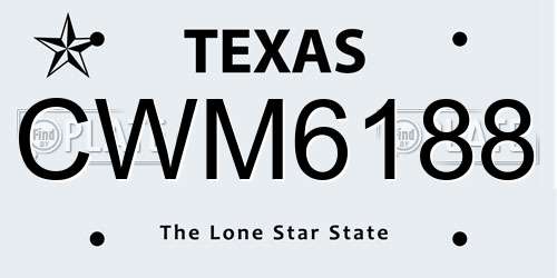 CWM6188 Texas License Plate