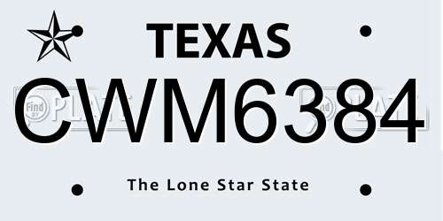 CWM6384 Texas License Plate