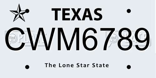 CWM6789 Texas License Plate