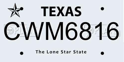 CWM6816 Texas License Plate
