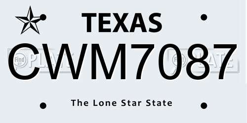 CWM7087 Texas License Plate