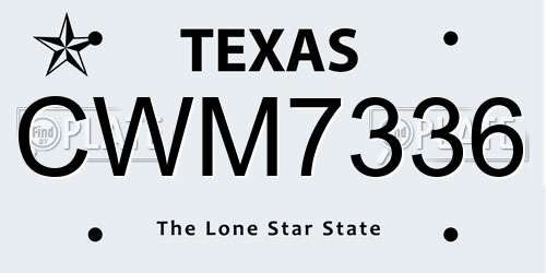 CWM7336 Texas License Plate