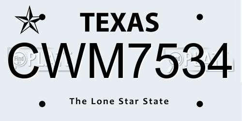 CWM7534 Texas License Plate