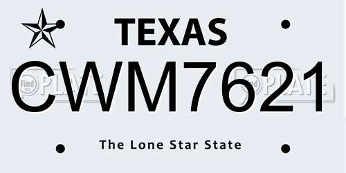 CWM7621 Texas License Plate
