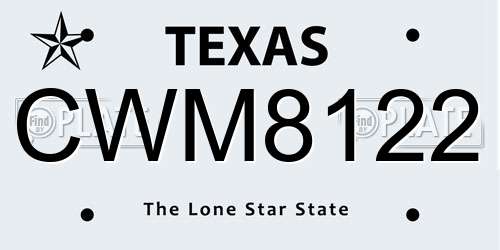 CWM8122 Texas License Plate