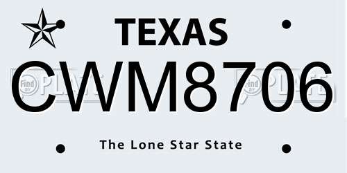 CWM8706 Texas License Plate
