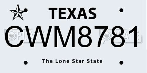 CWM8781 Texas License Plate