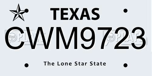 CWM9723 Texas License Plate
