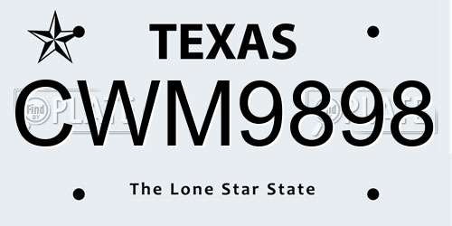 CWM9898 Texas License Plate