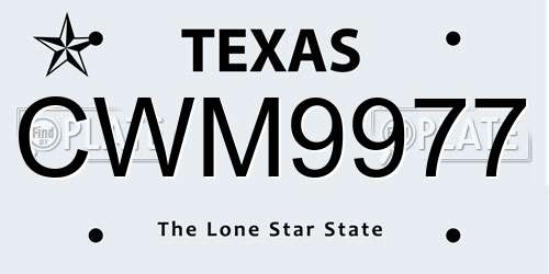 CWM9977 Texas License Plate