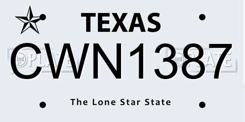 CWN1387 Texas License Plate