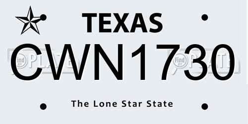 CWN1730 Texas License Plate