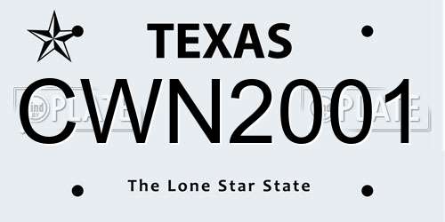 CWN2001 Texas License Plate