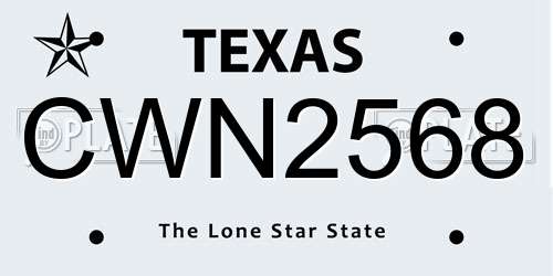 CWN2568 Texas License Plate