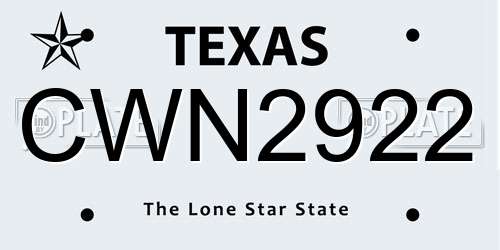 CWN2922 Texas License Plate