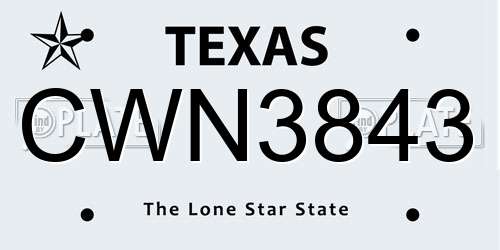 CWN3843 Texas License Plate