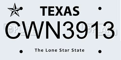 CWN3913 Texas License Plate