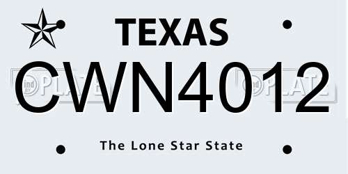 CWN4012 Texas License Plate