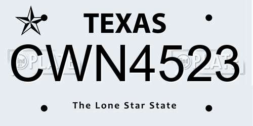 CWN4523 Texas License Plate