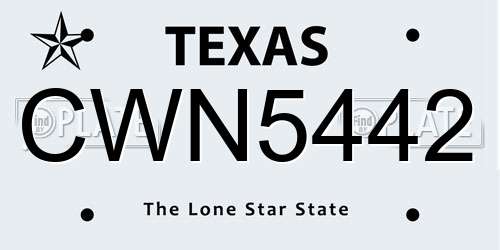 CWN5442 Texas License Plate