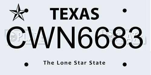 CWN6683 Texas License Plate