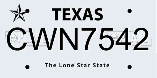 CWN7542 Texas License Plate