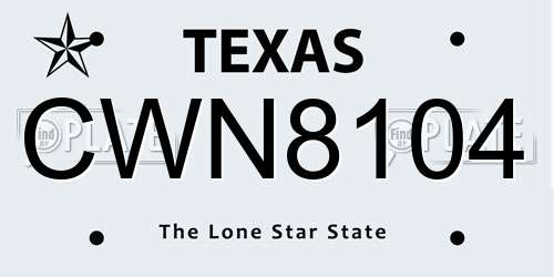 CWN8104 Texas License Plate