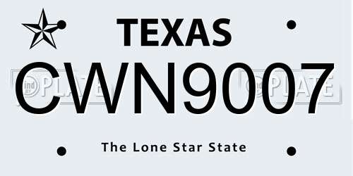 CWN9007 Texas License Plate