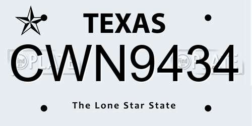 CWN9434 Texas License Plate