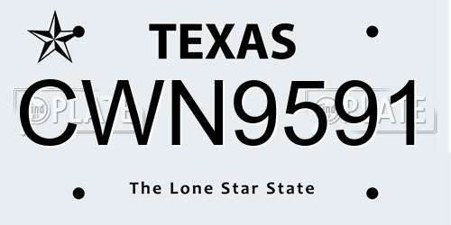 CWN9591 Texas License Plate