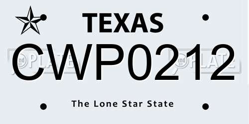 CWP0212 Texas License Plate