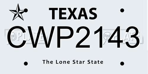 CWP2143 Texas License Plate