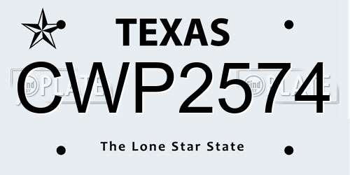 CWP2574 Texas License Plate