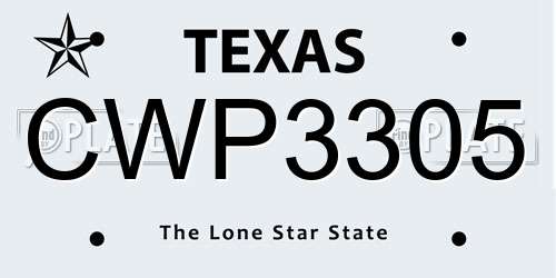 CWP3305 Texas License Plate