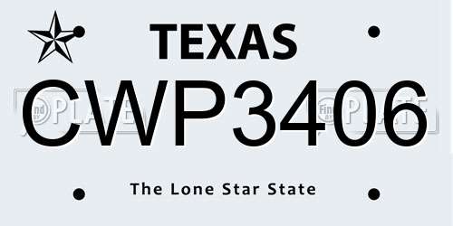 CWP3406 Texas License Plate