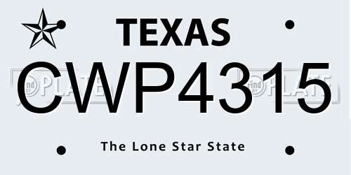 CWP4315 Texas License Plate