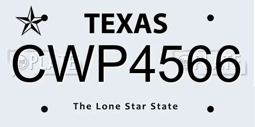 CWP4566 Texas License Plate