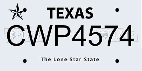 CWP4574 Texas License Plate