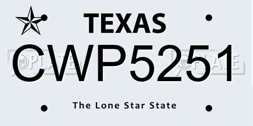CWP5251 Texas License Plate