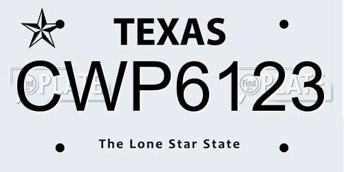 CWP6123 Texas License Plate