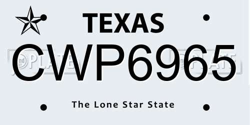 CWP6965 Texas License Plate