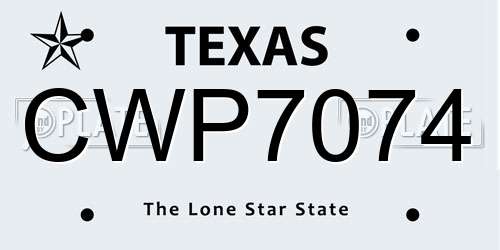 CWP7074 Texas License Plate