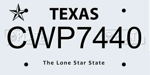 CWP7440 Texas License Plate